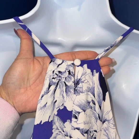 Tahari- NWT Purple Floral Maxi Dress with White Blooms Size Medium - Picture 11 of 13